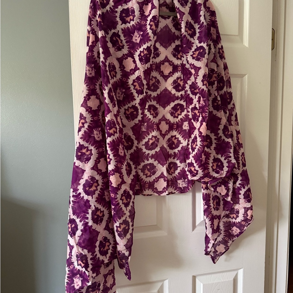 Vintage H&M Purple and Pink Patterned Oversized Scarf